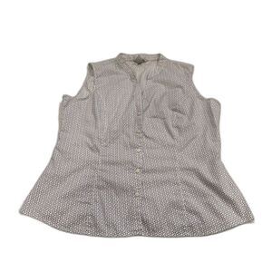 H&M Floral Blue White Sleeveless Button Front Blouse Size XL